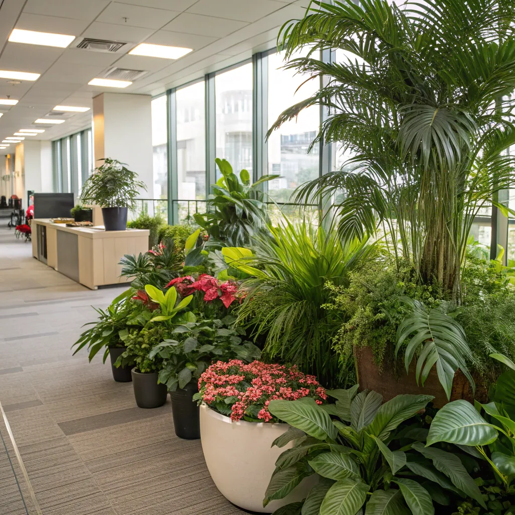 Lush indoor office greenery
