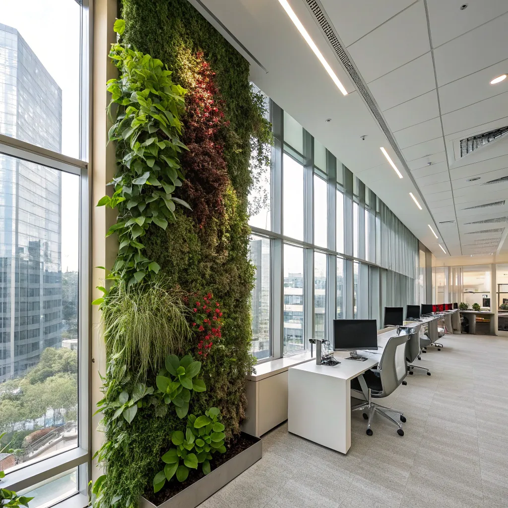 Contemporary office space with vertical garden
