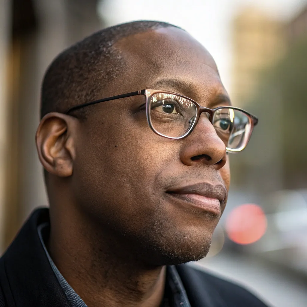 Portrait of Michael Brown wearing glasses